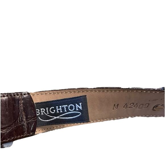 Brighton Women’s Med Brown Crocodile Leather Belt Heart ShapedTrim Silver Buckle main image 5
